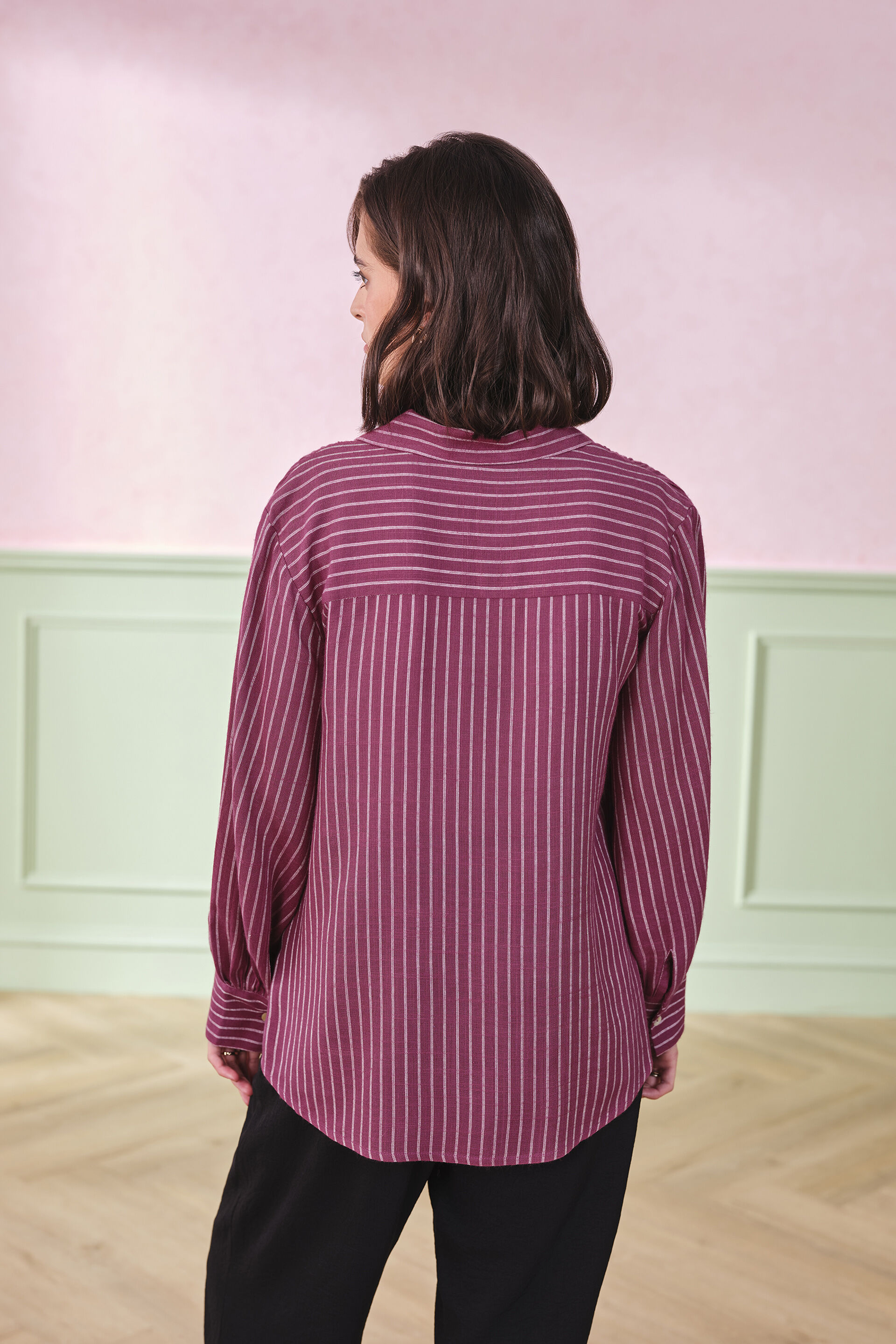 Roseberry Stripe Viscose Shirt, Fruit Dove, image 4